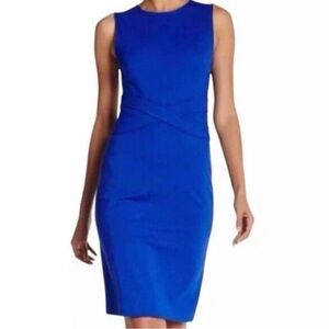 DVF Diane Von Furstenberg Evita Sleeveless Sheath Dress Blue Riviera-Size 6-EUC